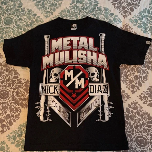 Nick Diaz Metal Mulisha Black/Red Graphic Worldwide Domination T-Shirt SZ Medium - Picture 4 of 4
